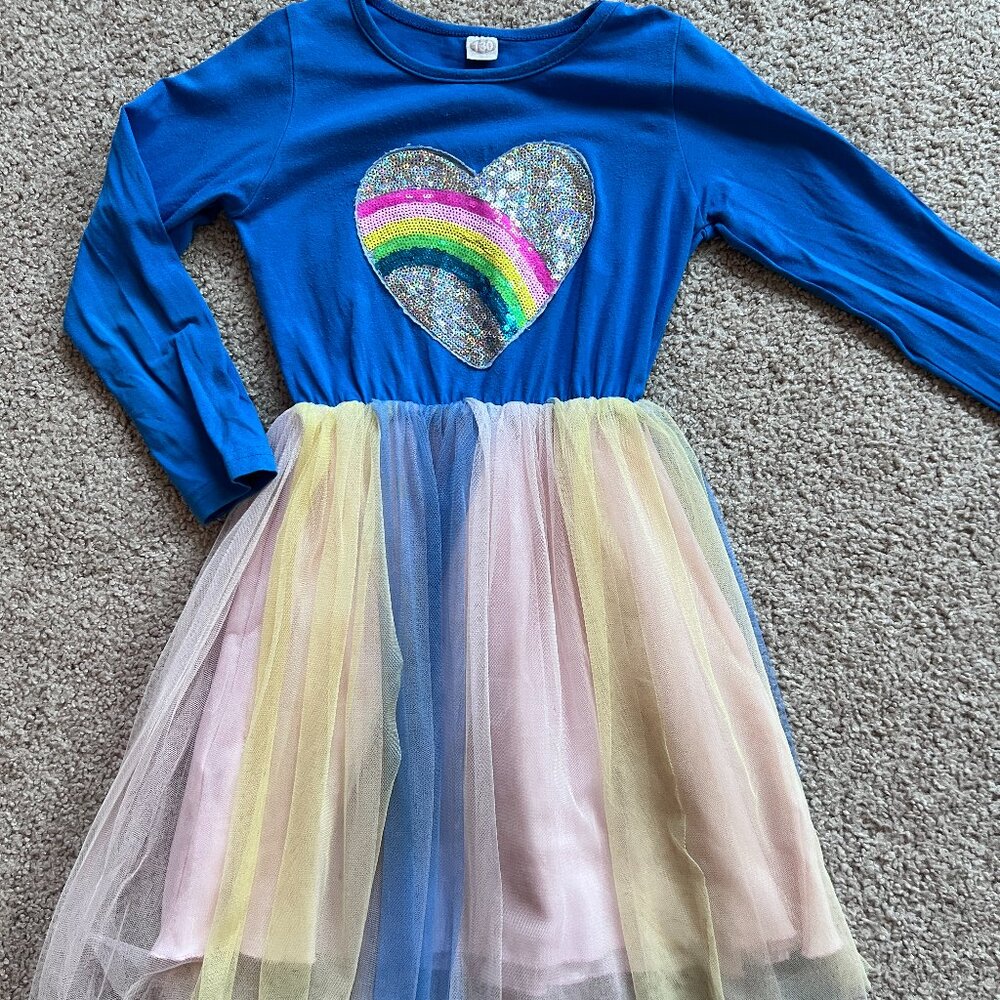 Rainbow Sequin Tulle Dress (Size 6-7)
